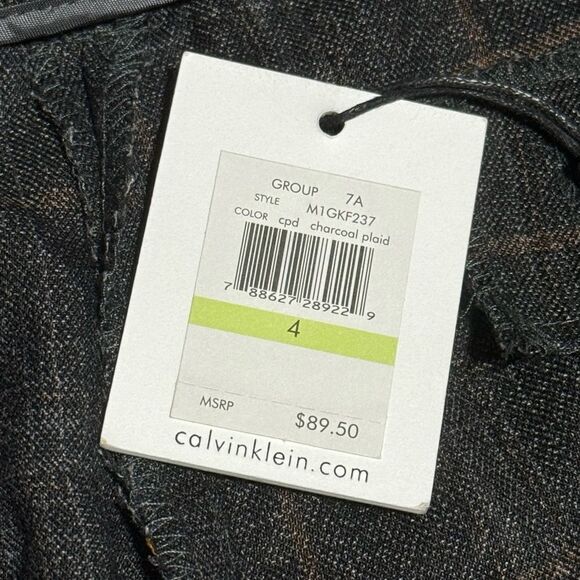 Calvin Klein Women 4 Charcoal Plaid Rayon Blend Wide Legs Casual Carrier Pants - Picture 4 of 12